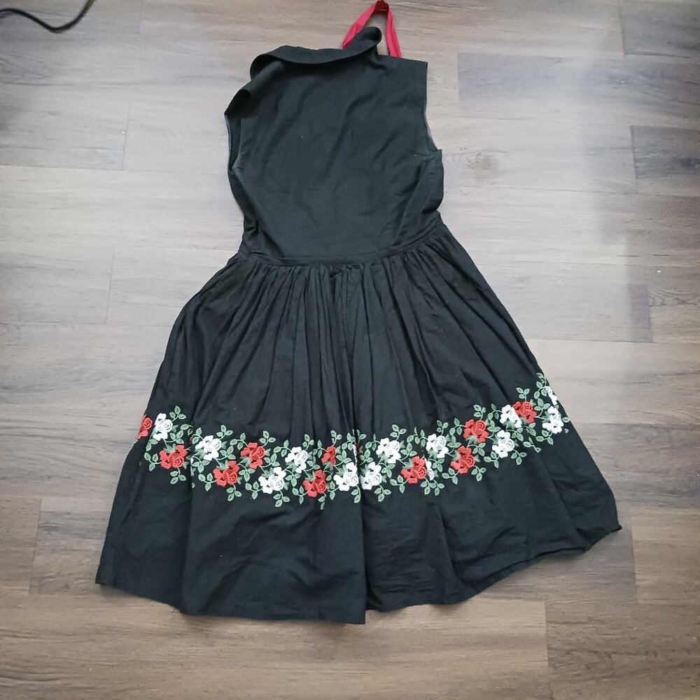 Trashy Diva Frida Retro Vintage Holiday Designer Rose Embroidered Dress Size 8 - Picture 7 of 9